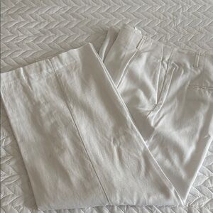 Ann Taylor White Wide-Leg Fully Lined Linen Trousers